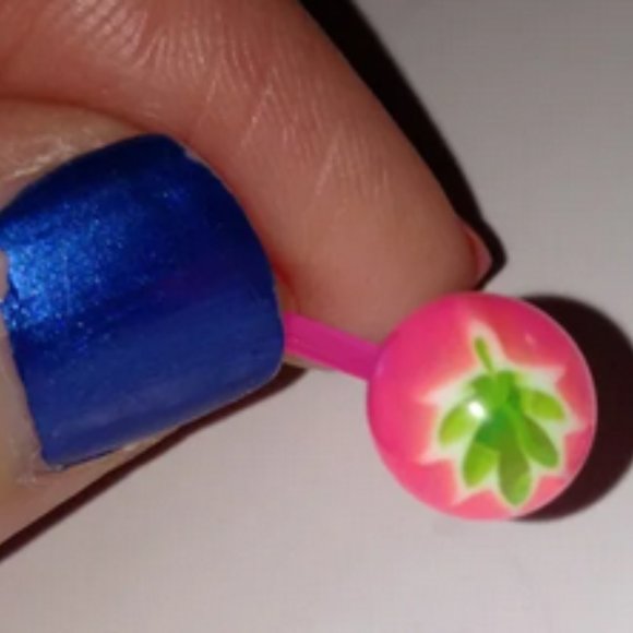 14 Gauge Pink and Green Pot Leaf Belly Ring - Picture 2 of 3